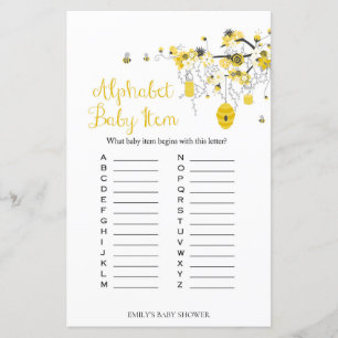 Papier Jeu de Baby shower d'abeilles - ABC jeu d'objet po