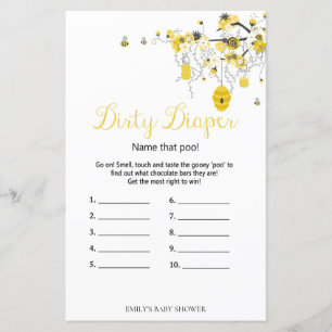 Papier Jeu de Baby shower d'abeilles - couche sale