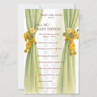 Papier Jeu de baby shower d'aquarelle de girafe verte