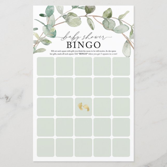 Papier Jeu de Baby shower de Bingo (Devant)