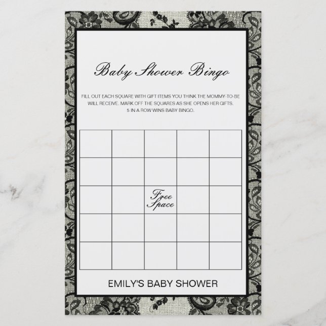 Papier Jeu de Baby shower de Bingo de bébé modifiable IMP (Devant)