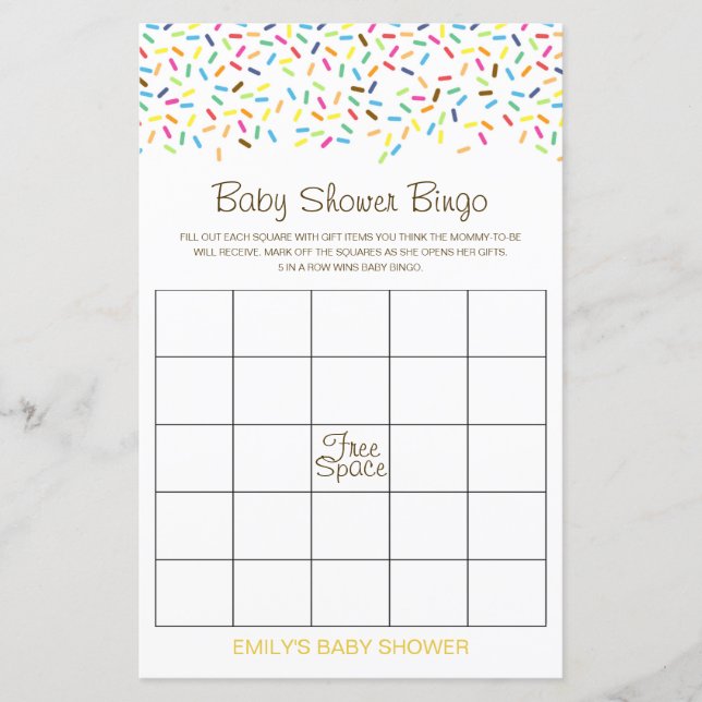 Papier Jeu de Baby shower de Bingo de bébé modifiable IMP (Devant)