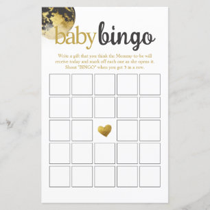Papier Jeu de Baby shower de Bingo moderne Gris et Gold B