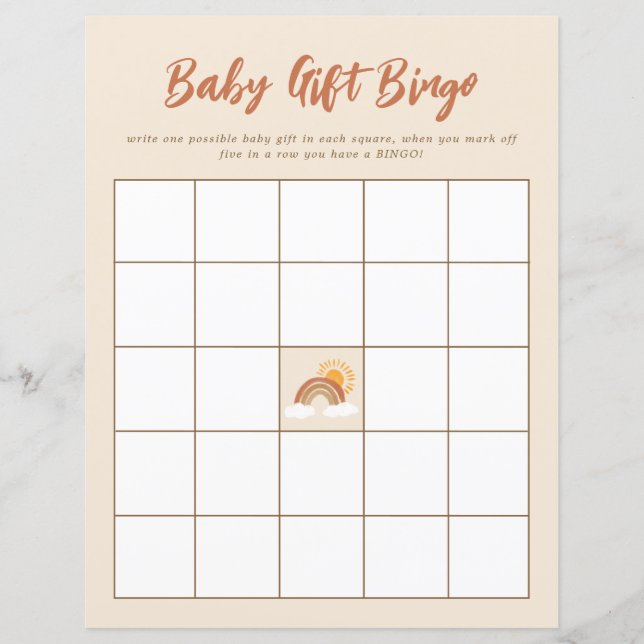 Papier Jeu de Baby shower de Bingo Neutral Baby (Devant)