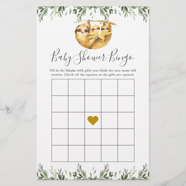 Papier Jeu de Baby shower de bingo Twin Slots (Devant)
