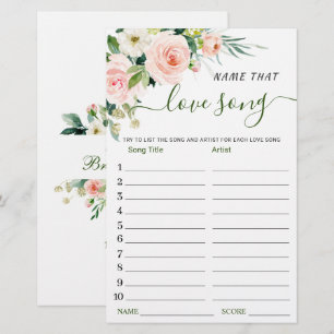 Papier Jeu de Baby Shower de chanson d'amour à nommer ave