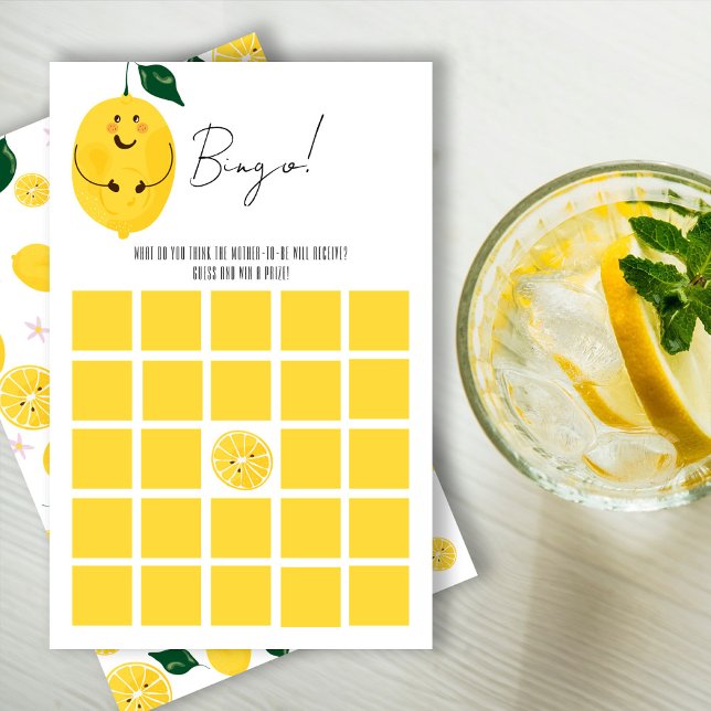 Papier Jeu de baby shower de citron blanc Bingo (Créateur téléchargé)