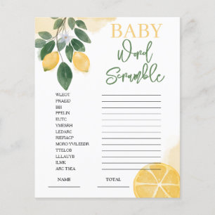 Papier Jeu de Baby shower de course de mot citron