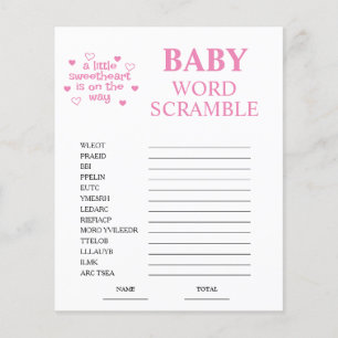 Papier Jeu de Baby shower de course de mots roses