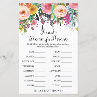 Papier Jeu de Baby shower de jardin fleuri IMPRIMÉ