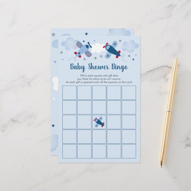 Papier Jeu de Baby shower de l'avion (Devant/Arrière en situation)