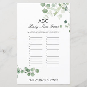 Papier Jeu de Baby shower de l'élément Alphabet modifiabl