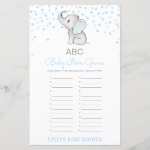 Papier Jeu de Baby shower de l'élément Alphabet modifiabl