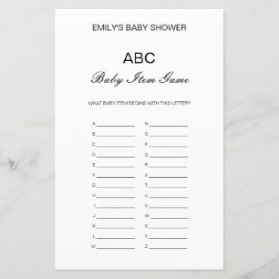 Papier Jeu de Baby shower de l'élément Alphabet modifiabl