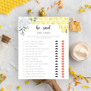 Papier Jeu de baby shower de mariage dit-elle a dit-il ab