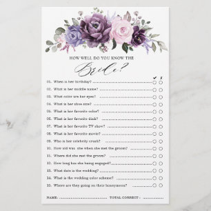 Papier Jeu de Baby Shower de Mariage Fleurs de Poussiéreu