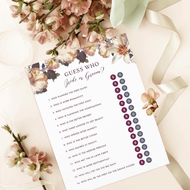 Papier Jeu de Baby Shower de mariage floral d'automne (Créateur téléchargé)