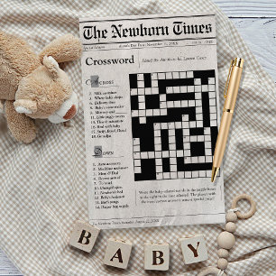 Papier Jeu de Baby shower de mots croisés de journal mign