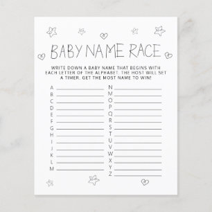 Papier Jeu de Baby shower de nom noir de script minimalis