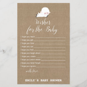 Papier Jeu de Baby shower de petit agneau IMPRIMÉ