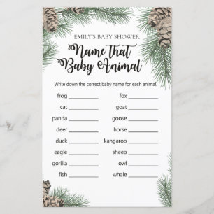 Papier Jeu de Baby shower de Pinecone d'hiver avec répons