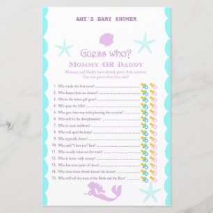Papier Jeu de Baby shower de sirène imprimé