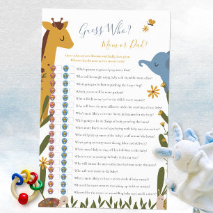 Papier Jeu de baby shower 'Devinez qui est maman ou papa 