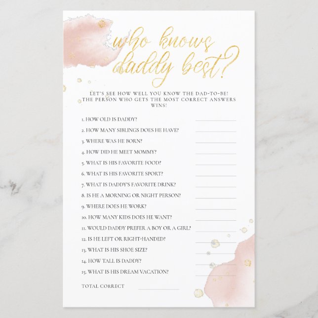 Papier Jeu de Baby shower d'hiver qui connaît le meilleur (Devant)