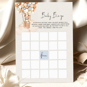 Papier Jeu de Baby shower d'ours - BINGO