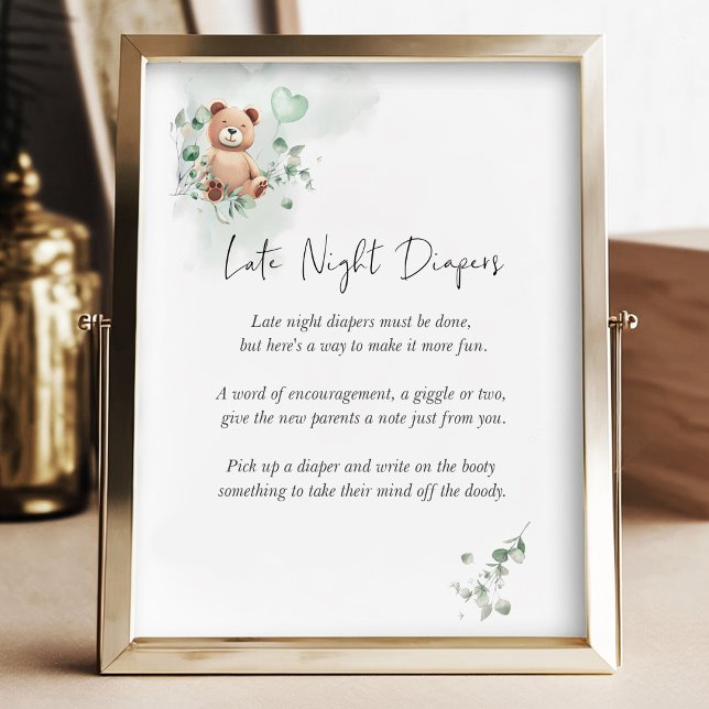 Papier Jeu de Baby shower d'ours - Diapositives nocturnes (Créateur téléchargé)