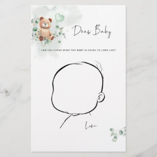 Papier Jeu de Baby shower d'ours - Draw Baby