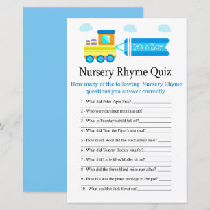 Papier Jeu de baby shower du jeu de rime de la garderie d