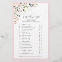 Jeu de Baby Shower Élégant Fleurs Aquarelle Rose p