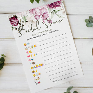 Papier Jeu de Baby Shower Emoji Pictionary Pivoines Rose