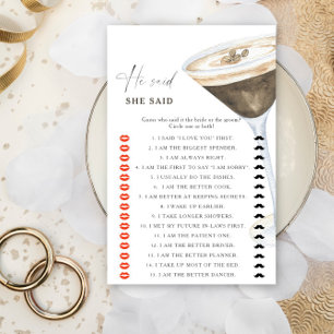 Papier Jeu de baby shower espresso Il a dit ou elle a dit