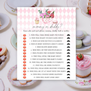 Papier Jeu de baby shower : fête de thé - maman ou papa