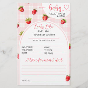 Papier Jeu de Baby Shower Fille Rustique Douce Fraise