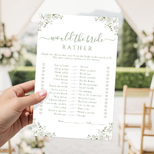 Papier Jeu de Baby Shower Fleur Blanche La mariée préfére