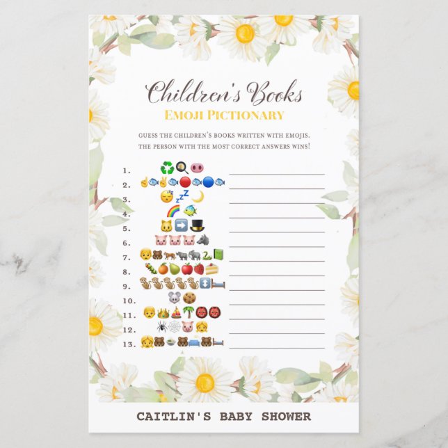 Papier Jeu de Baby shower Fleur Faisy Spring (Devant)