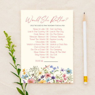 Papier Jeu de Baby Shower Fleur Sauvage 'Plutôt Que'