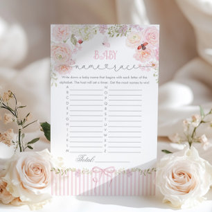 Papier Jeu de baby shower floral Baby Name Race Love Bug