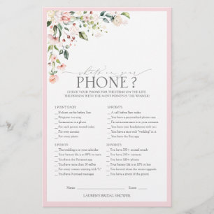 Papier Jeu de Baby Shower Floral Élégant Aquarelle Rose p