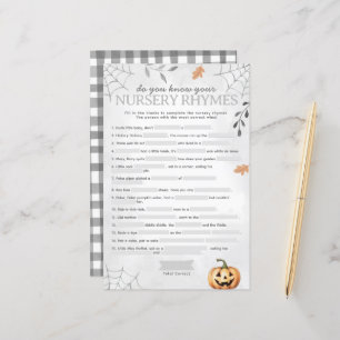 Papier Jeu de Baby shower Halloween Ghost Nurserme Rhyme