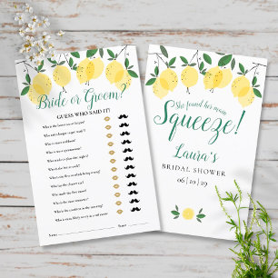 Papier Jeu de Baby Shower Main Squeeze Lemons Guess Who