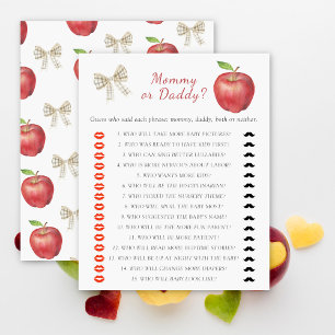 Papier Jeu de baby shower Maman ou Papa pour la baby show