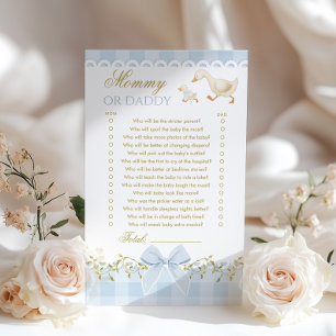 Papier Jeu de baby shower Maman ou Papa Silly Goose Bleu