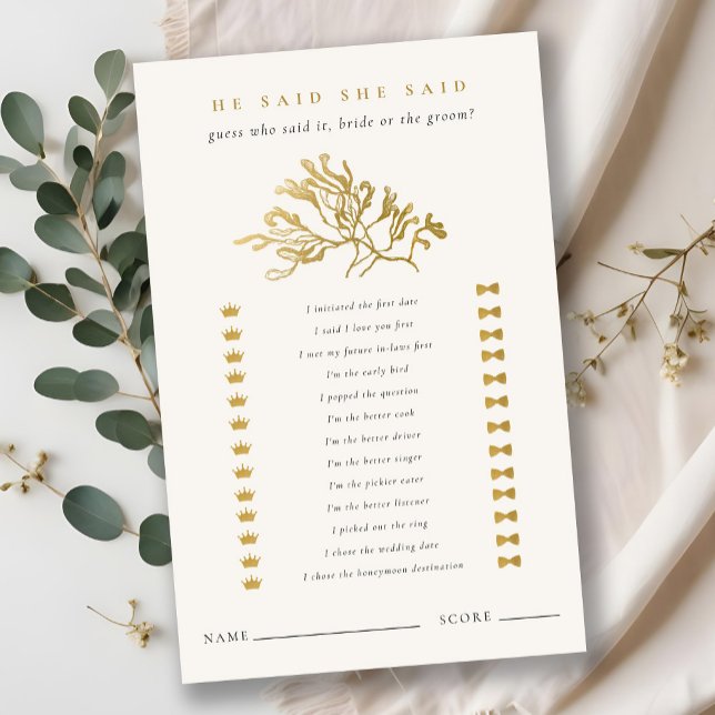 Papier Jeu de Baby Shower Mariage Dit-Il Dit-Elle Algue D (Créateur téléchargé)