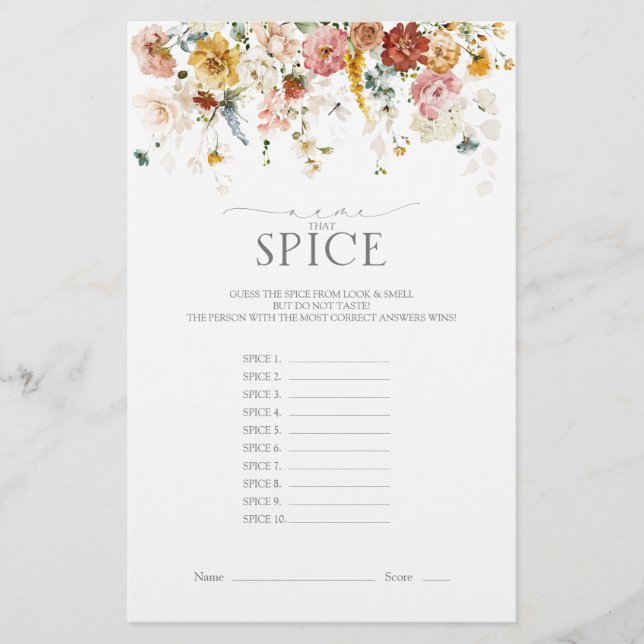 Papier Jeu de Baby Shower Mariage Fleurs de Jardin Aquare (Devant)