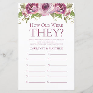 Papier Jeu de Baby Shower Mariage Fleurs Violettes Quel â