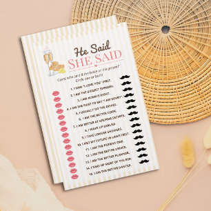 Papier Jeu de Baby Shower Mariage Il a Dit Elle a Dit